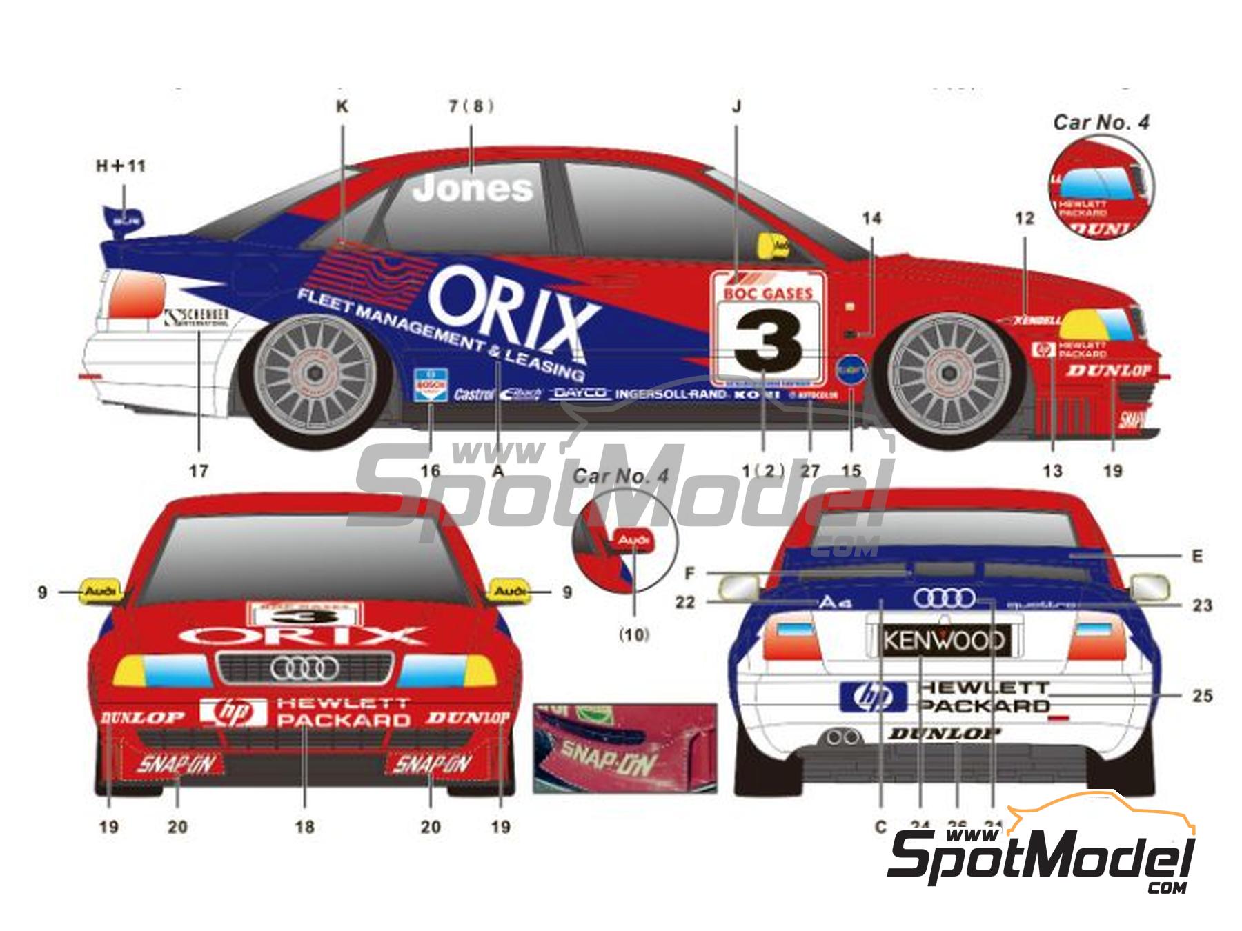 Sk Decals Sk24155 Marking Livery 124 Scale Audi A4 Quattro Audi